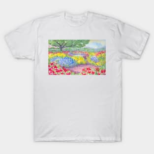 Prescott Park Gardens Portsmouth NH Watercolor Painting T-Shirt